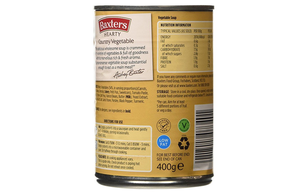 Baxters Country Garden Vetetarian   Tin  400 grams